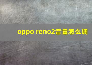 oppo reno2音量怎么调